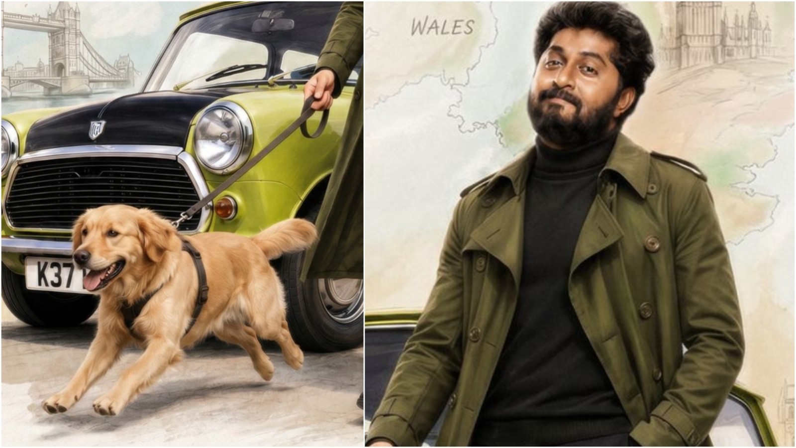 Dhyan Sreenivasan arrives in style with a golden retriever for Mini & Cooper